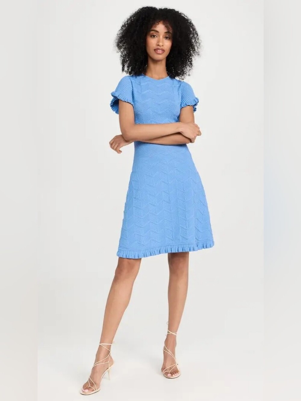 Shoshanna Nelina Ruffle Trim Knit Dress Size Small